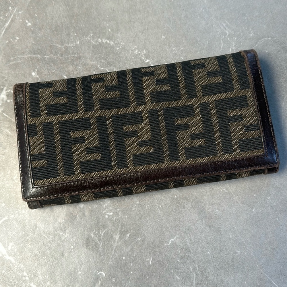 Fendi Zucca print long wallet.